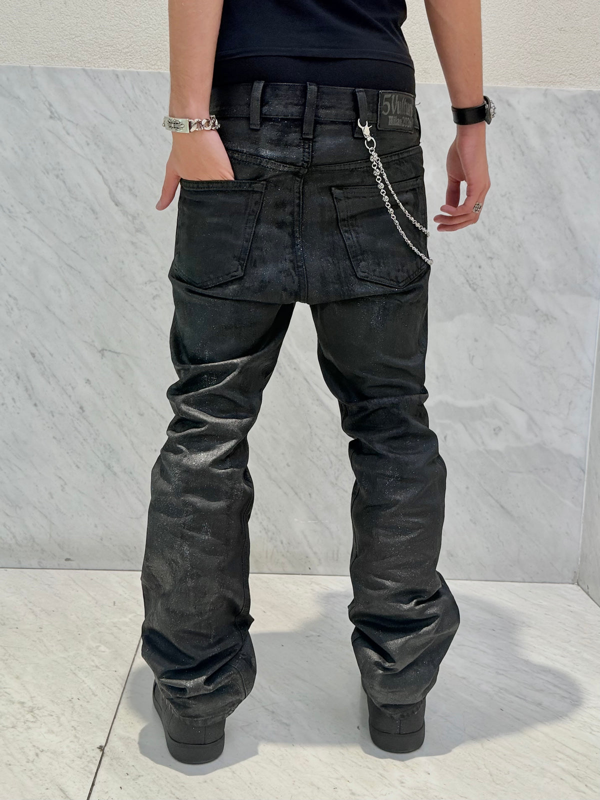 NIGREDO WAXED GLITTER JEANS